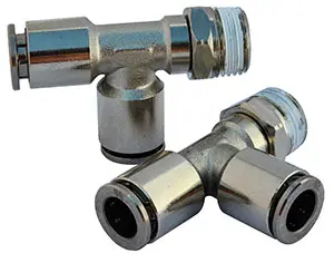 Push To Connect Fitting-Tee Run Swivel Nickel Plated Brass