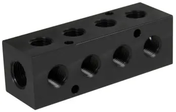 Standard 90° Black Anodized Aluminum Pneumatic Manifolds