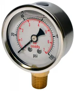 Glycerin Filled 2" Case Back Mount Pressure Gauge