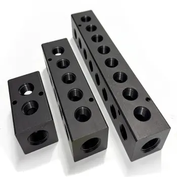 Standard 90&deg; Black Anodized Aluminum Pneumatic Manifolds
