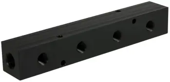 Wide Spaced Black Anodized Pneumatic Manifolds